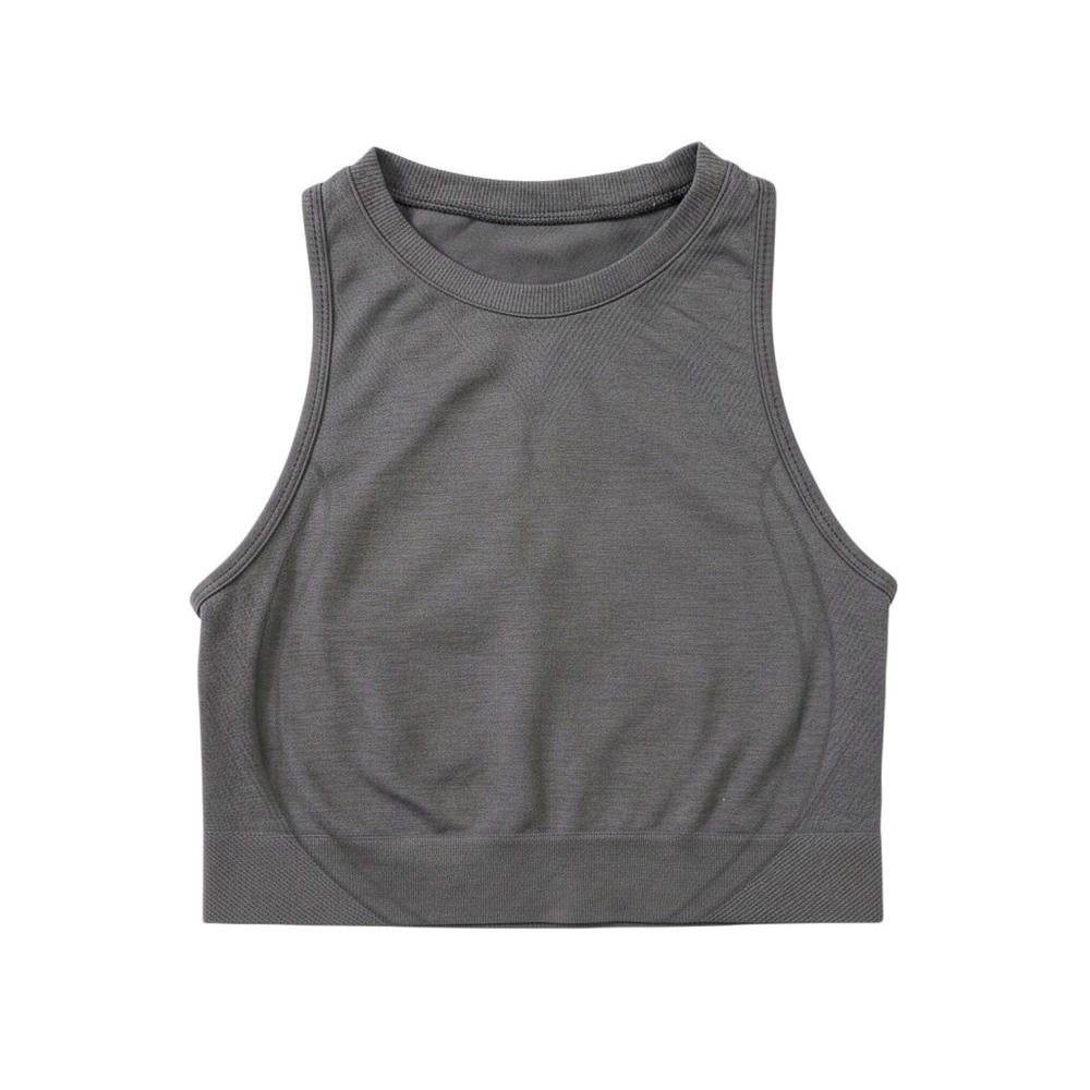 Alphalete Stratus Crop Tank Top Womens XS Gray Seamless High Neck Gym Workout